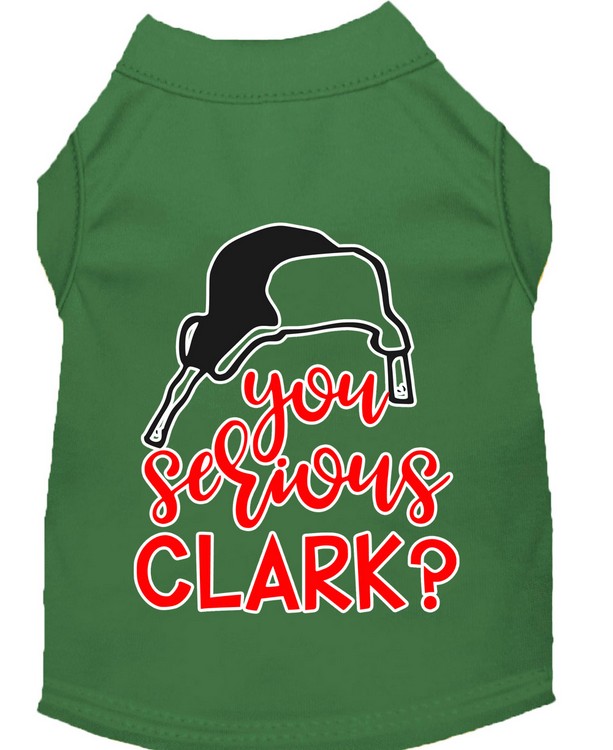 You Serious Clark? Screen Print Dog Shirt Green XXL